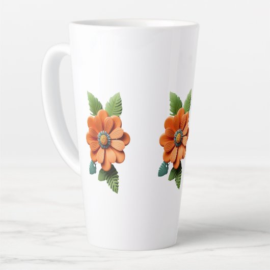 Bloom in Ember Papercut Petals Midnight Marigold E Latte Mok (Linkerhoek)