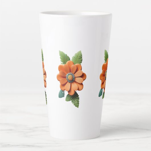 Bloom in Ember Papercut Petals Midnight Marigold E Latte Mok (Voorkant)