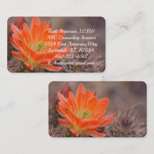 Bloom in oranje cactus bloesem visitekaartje (Voorkant / Achterkant)