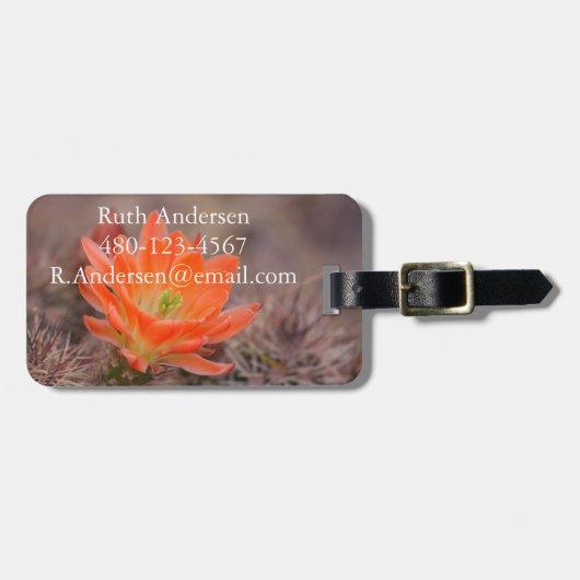 Bloom in Oranje Cactus Blossom Bagagelabel (Voorkant horizontaal)