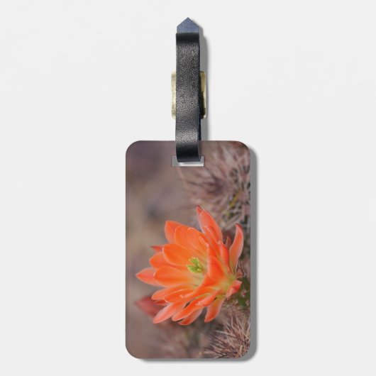 Bloom in Oranje Cactus Blossom Bagagelabel (Achterkant verticaal)