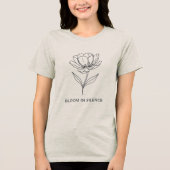 Bloom in Silence Minimalist Floral Line Art Design Tri-Blend Shirt (Voorkant)