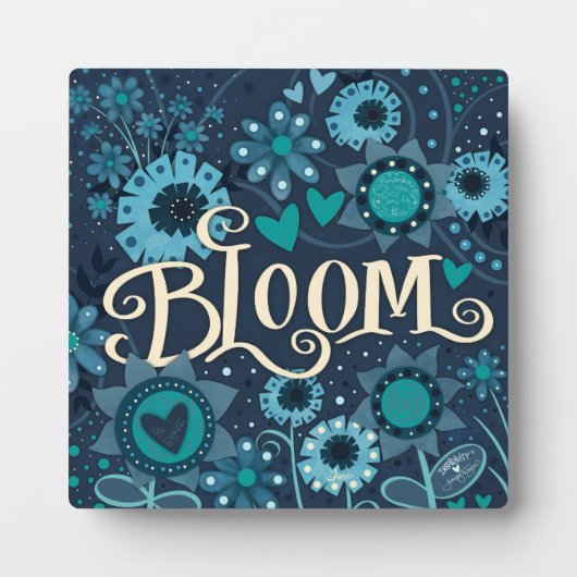 Bloom Inspirerend Hart Bloemen  Blauw Fotoplaat (Voorkant)