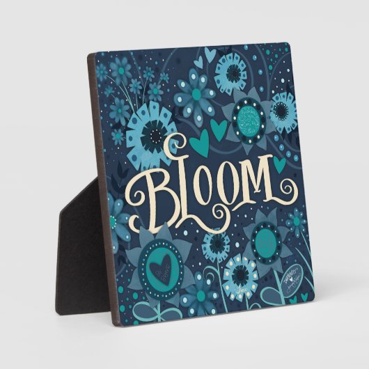 Bloom Inspirerend Hart Bloemen  Blauw Fotoplaat (Voorkant)