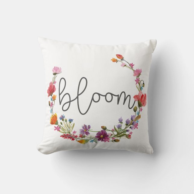 Bloom Inspirerend Quote Boho bloemenwilde bloem Kussen (Voorkant)