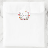 Bloom, Inspirerend Quote Wildflower Boho Ronde Sticker (Tas)