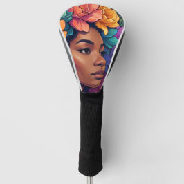 Bloom Inspirerende Zwarte Vrouw Bloemrijk Afro Golfheadcover