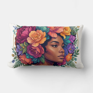 Bloom Inspirerende Zwarte Vrouw Bloemrijk Afro Kussen