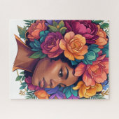 Bloom Inspirerende Zwarte Vrouw Bloemrijk Afro Legpuzzel (Horizontaal)