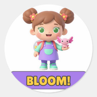 Bloom! Meisje Met Bloemvlechten Sticker - Die-Cut