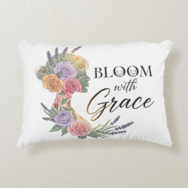 Bloom met Grace Elegant Bloemen Vrouw Silhouet Accent Kussen
