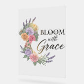 Bloom met Grace Elegant Bloemen Vrouw Silhouet Acryl Bord (Hoek)