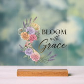 Bloom met Grace Elegant Bloemen Vrouw Silhouet Acryl Bord (Neutraal)