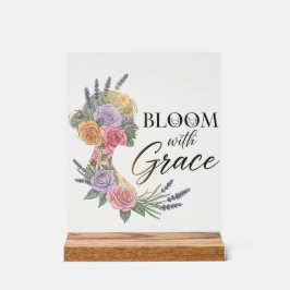 Bloom met Grace Elegant Bloemen Vrouw Silhouet Acryl Bord