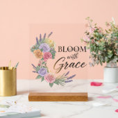 Bloom met Grace Elegant Bloemen Vrouw Silhouet Acryl Bord (Huwelijk)