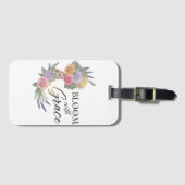 Bloom met Grace Elegant Bloemen Vrouw Silhouet Bagagelabel (Voorkant (horizontaal))