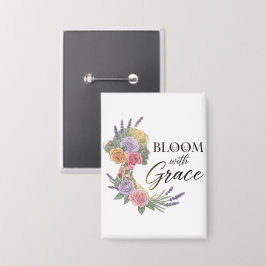 Bloom met Grace Elegant Bloemen Vrouw Silhouet Button