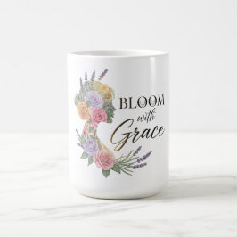 Bloom met Grace Elegant Bloemen Vrouw Silhouet Koffiemok
