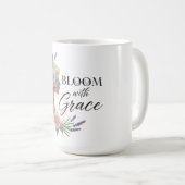 Bloom met Grace Elegant Bloemen Vrouw Silhouet Koffiemok (Voorkant rechts)