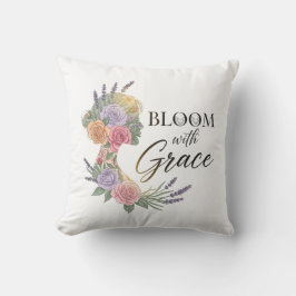 Bloom met Grace Elegant Bloemen Vrouw Silhouet Kussen