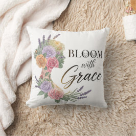 Bloom met Grace Elegant Bloemen Vrouw Silhouet Kussen
