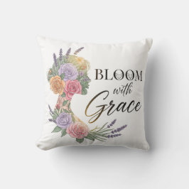 Bloom met Grace Elegant Bloemen Vrouw Silhouet Kussen