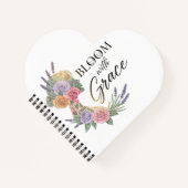 Bloom met Grace Elegant Bloemen Vrouw Silhouet Notitieboek (Voorkant)
