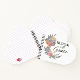 Bloom met Grace Elegant Bloemen Vrouw Silhouet Notitieboek