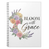 Bloom met Grace Elegant Bloemen Vrouw Silhouet Notitieboek (Voorkant)