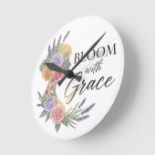 Bloom met Grace Elegant Bloemen Vrouw Silhouet Ronde Klok (Hoek)