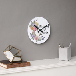 Bloom met Grace Elegant Bloemen Vrouw Silhouet Ronde Klok