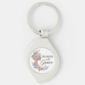 Bloom met Grace Elegant Bloemen Vrouw Silhouet Sleutelhanger (Voorkant)