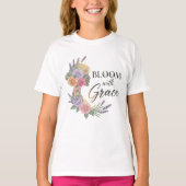 Bloom met Grace Elegant Bloemen Vrouw Silhouet T-shirt (Voorkant)
