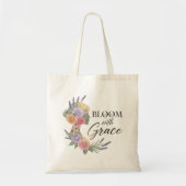 Bloom met Grace Elegant Bloemen Vrouw Silhouet Tote Bag (Voorkant)