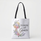 Bloom met Grace Elegant Bloemen Vrouw Silhouet Tote Bag (Voorkant)