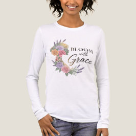 Bloom met Grace Elegant Bloemen Vrouw Silhouet Tri-Blend Shirt