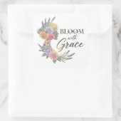 Bloom met Grace Elegant Bloemen Vrouw Silhouet Vierkante Sticker (Tas)