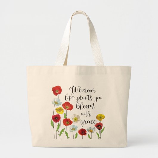Bloom met kali-papavers grote tote bag (Voorkant)
