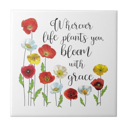 Bloom met kali-papavers tegeltje (Voorkant)