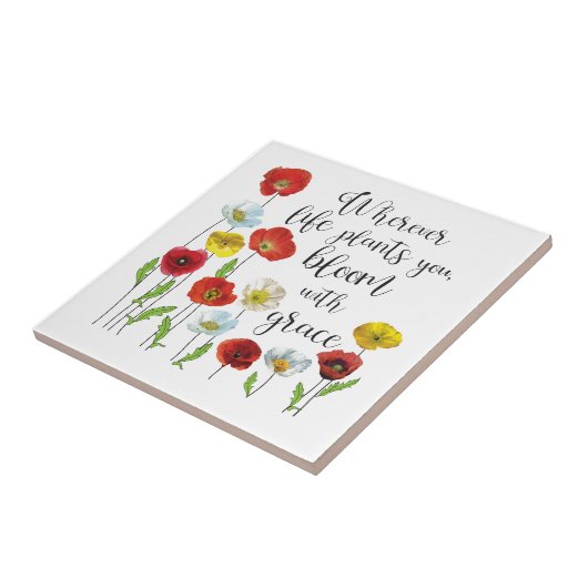 Bloom met kali-papavers tegeltje (Zijkant)