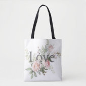 Bloom met liefde: Waterverf Bloemen Canvas tas (Voorkant)