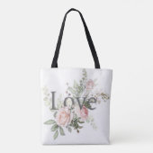 Bloom met liefde: Waterverf Bloemen Canvas tas (Achterkant)