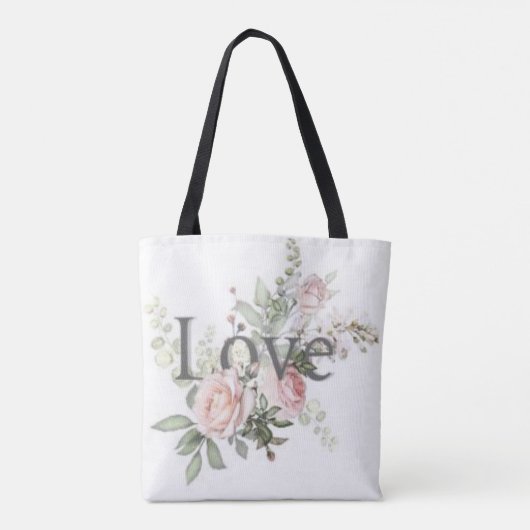 Bloom met liefde: Waterverf Bloemen Canvas tas (Achterkant)