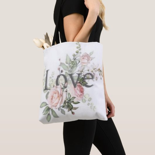 Bloom met liefde: Waterverf Bloemen Canvas tas (Dichtbij)