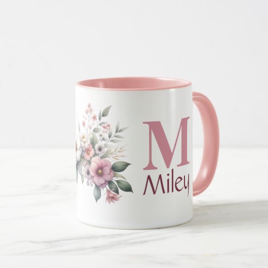 Bloom Monogram - gepersonaliseerde bloemen Mok (Voorkant rechts)