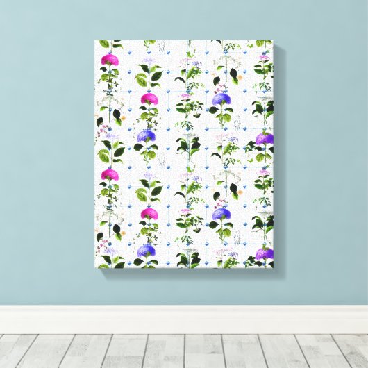  Bloom Natural Pink Paars Floral Botanisch Canvas Afdruk (Insitu (Houten vloer))