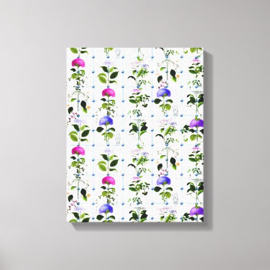 Bloom Natural Pink Paars Floral Botanisch Canvas Afdruk (Voorkant)