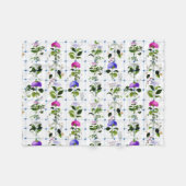 Bloom Natural Pink Paars Floral Botanisch Fleece Deken (Voorkant (Horizontaal))