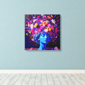 Bloom of Eternity – Een kleurrijk surrealistisch p Canvas Afdruk (Insitu (Houten vloer))