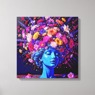 Bloom of Eternity – Een kleurrijk surrealistisch p Canvas Afdruk